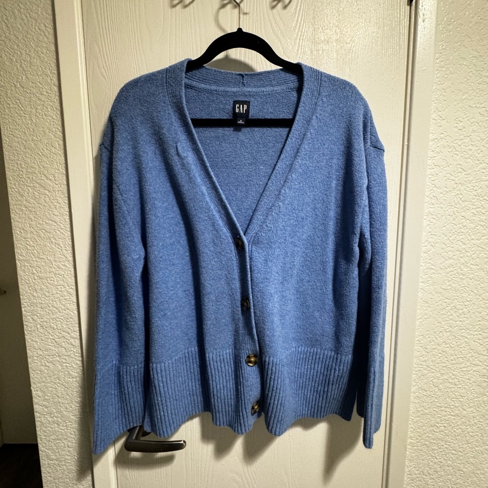 GAP Light Blue V-Neck Button Front Cardigan